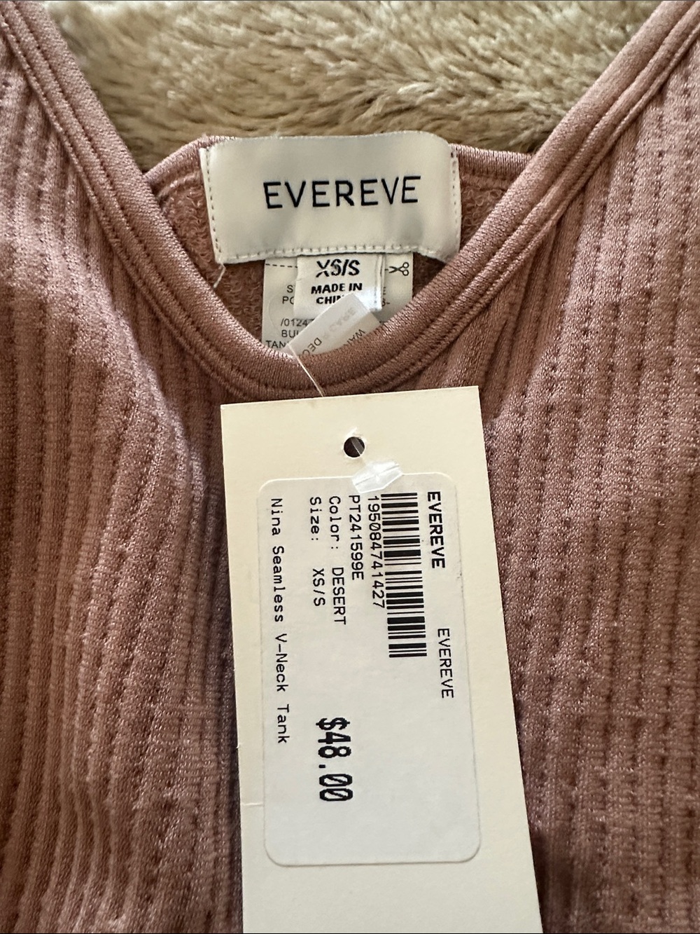 Evereve Ribbed Tank Top in Mauve Brown - Picture 3 of 3